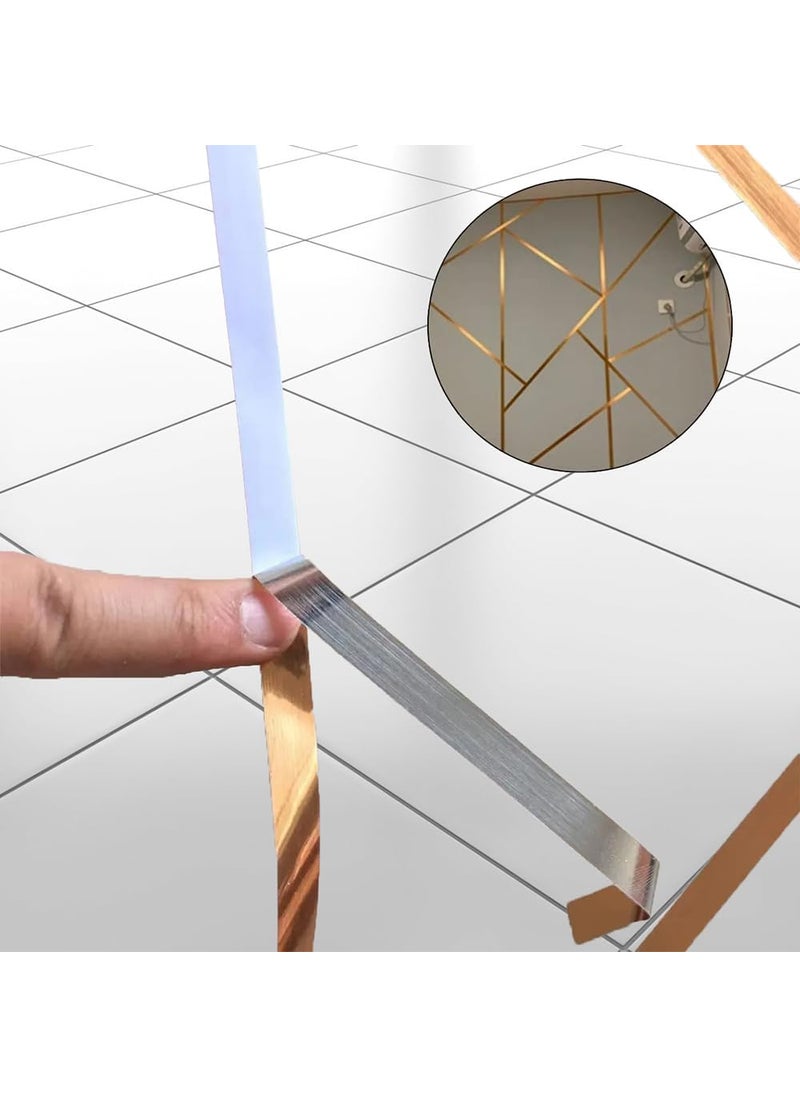 STORE 2508 - Store2508 50 Meters Waterproof Gap Sealing Golden Decoration Tape For Home Floor Tiles, Wall Decor, Waterproof Tiles (1cm Wide, Gold) - Image 1