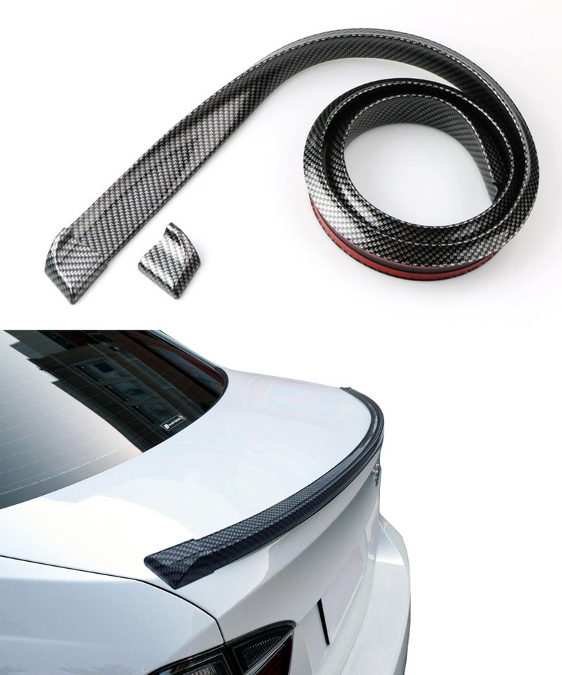 ESEWALAS Universal Car Rear Spoiler ExteriorCar Trunk Spoiler Roof Lip KitSpoiler for CarsTrunk Spoiler Kit3D PU Rear Trunk Lip or Roof Spoiler Sticker BarPunchFree Installation Carbon Fiber