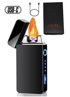 Rewell Electric Touch Lighter USB Type C Rechargeable Lighter Dual Arc Lighter Waterproof Windproof Flameless Lighter with Flashlight for Candle Camping Hiking Adventure Gift for Men, with Gift Package Box  - Image 1