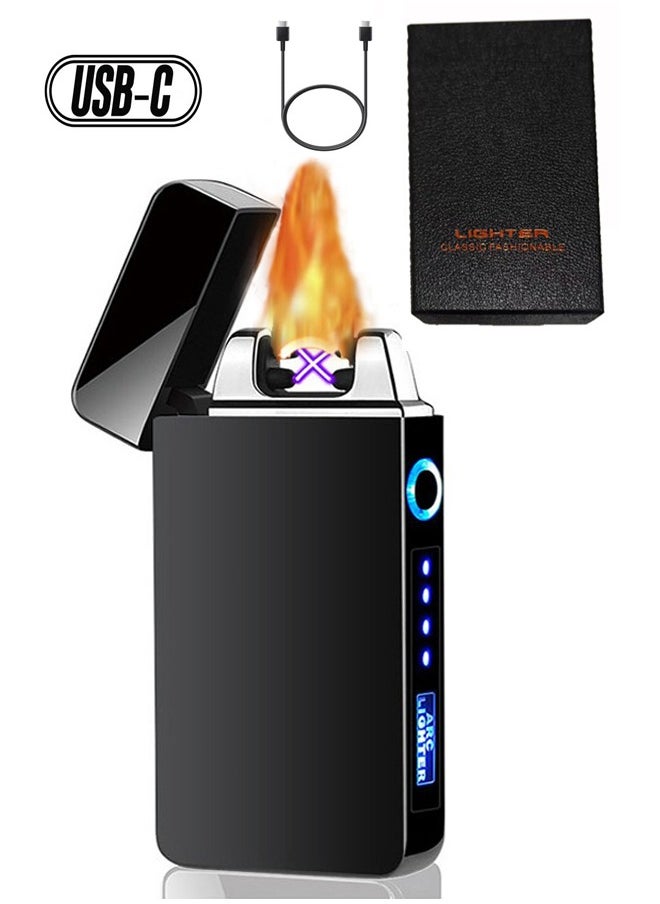 Rewell - Electric Touch Lighter USB Type C Rechargeable Lighter Dual Arc Lighter Waterproof Windproof Flameless Lighter with Flashlight for Candle Camping Hiking Adventure Gift for Men, with Gift Package Box - Image 1