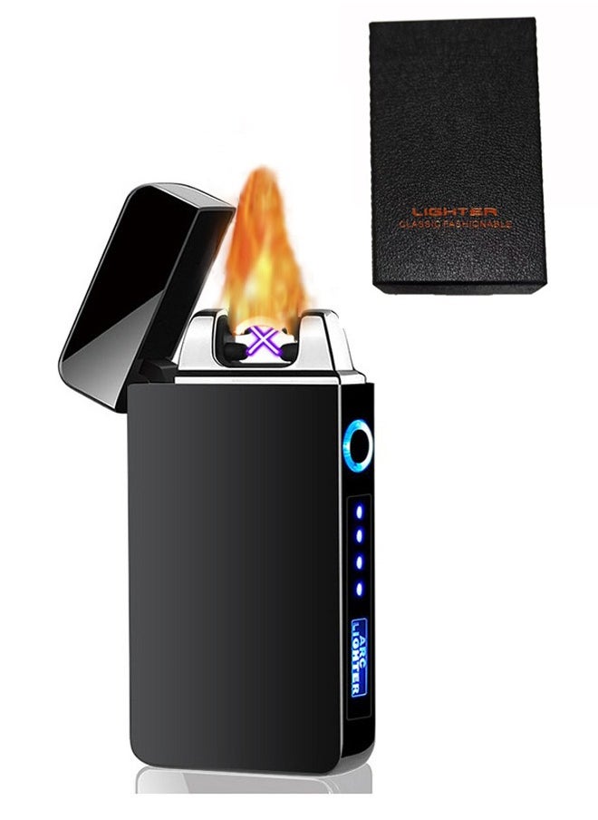 Rewell - Electric Touch Lighter USB Type C Rechargeable Lighter Dual Arc Lighter Waterproof Windproof Flameless Lighter with Flashlight for Candle Camping Hiking Adventure Gift for Men, with Gift Package Box - Image 1