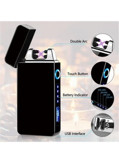 Rewell Electric Touch Lighter USB Type C Rechargeable Lighter Dual Arc Lighter Waterproof Windproof Flameless Lighter with Flashlight for Candle Camping Hiking Adventure Gift for Men, with Gift Package Box  - Image 5