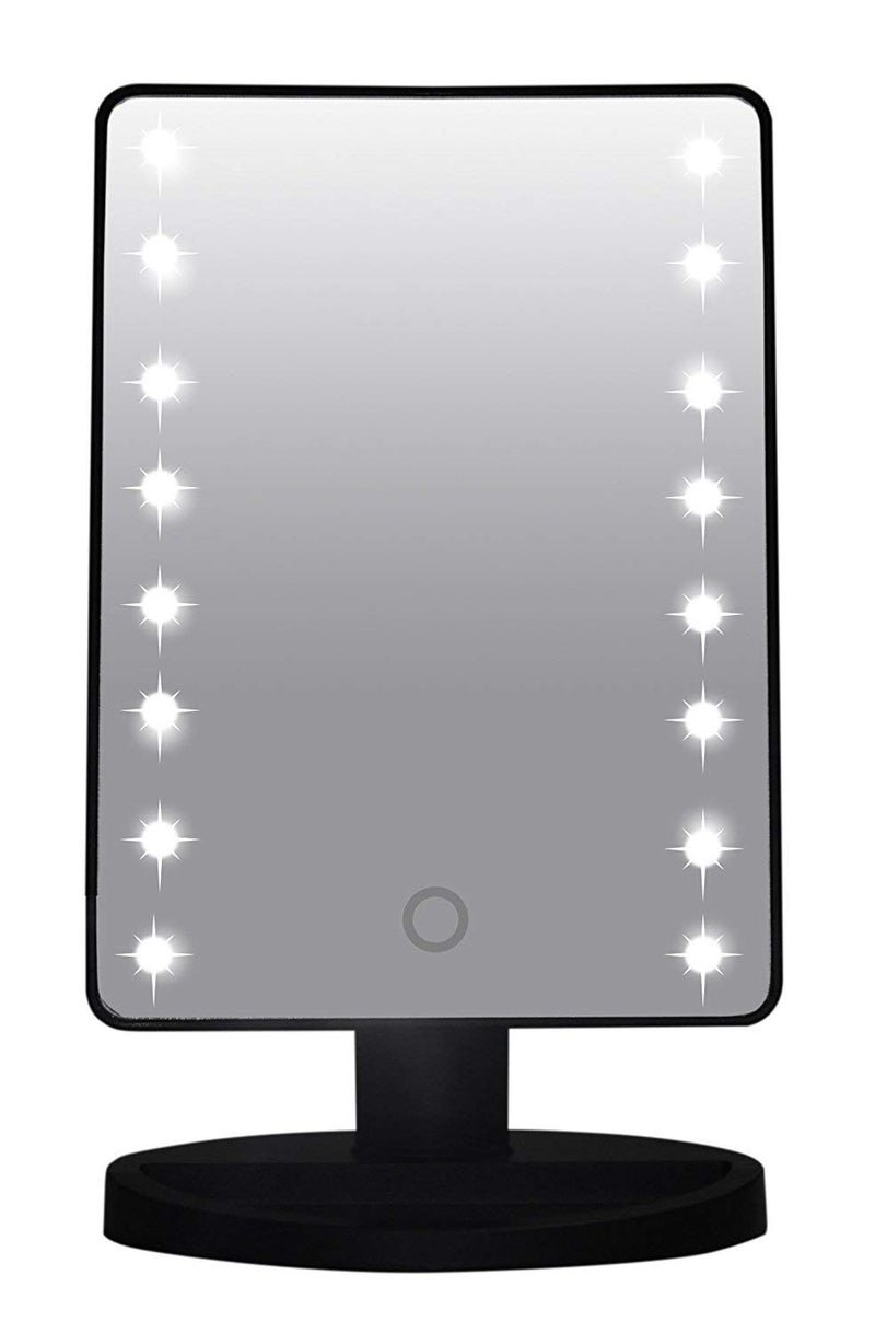 Istara Portable Lighted Touch Screen Dimming Beauty Vanity Makeup Cosmetic Mirror 360 Swivel Rotation Tabletop Bathroom Mirror - White Color - Image 1