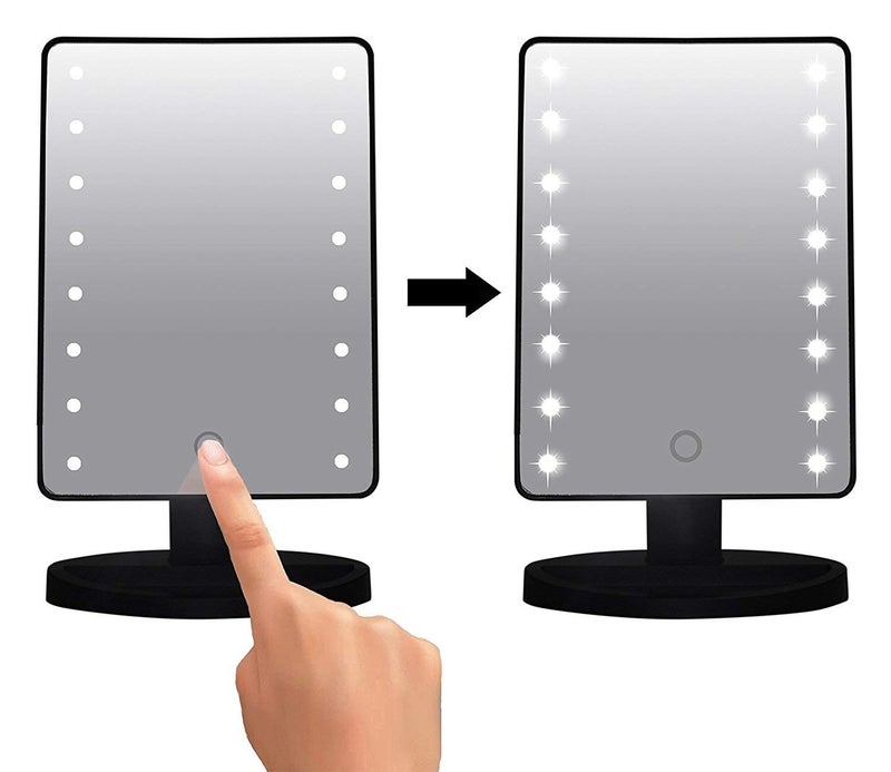 Istara Portable Lighted Touch Screen Dimming Beauty Vanity Makeup Cosmetic Mirror 360 Swivel Rotation Tabletop Bathroom Mirror - White Color - Image 3