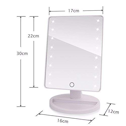 Istara Portable Lighted Touch Screen Dimming Beauty Vanity Makeup Cosmetic Mirror 360 Swivel Rotation Tabletop Bathroom Mirror - White Color - Image 4