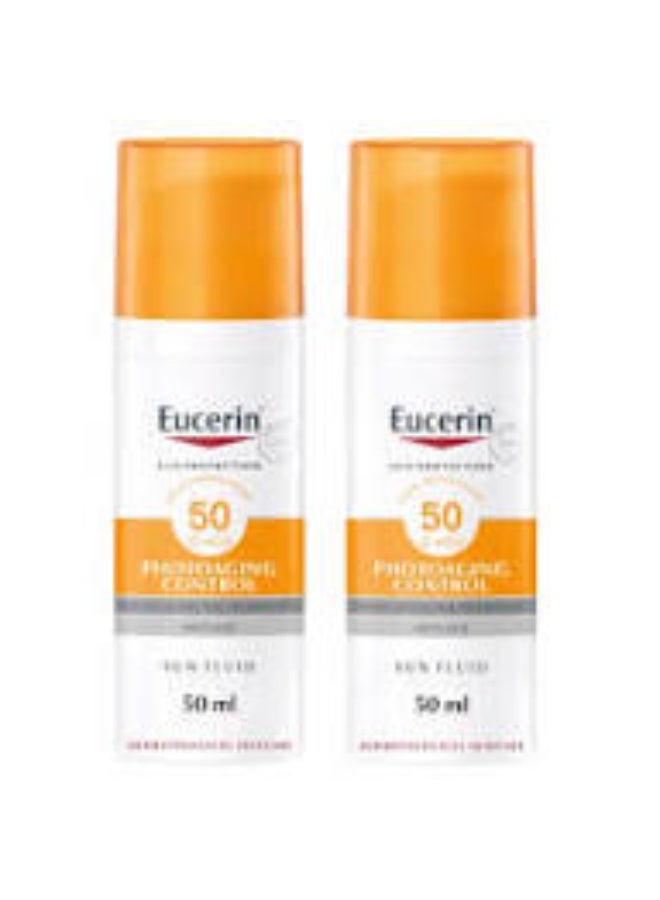 EUCERIN  PHOTOAGING CONTROL ANTI -AGE SUN FLUID SPF 50+ 50 ML (  2 PICES )