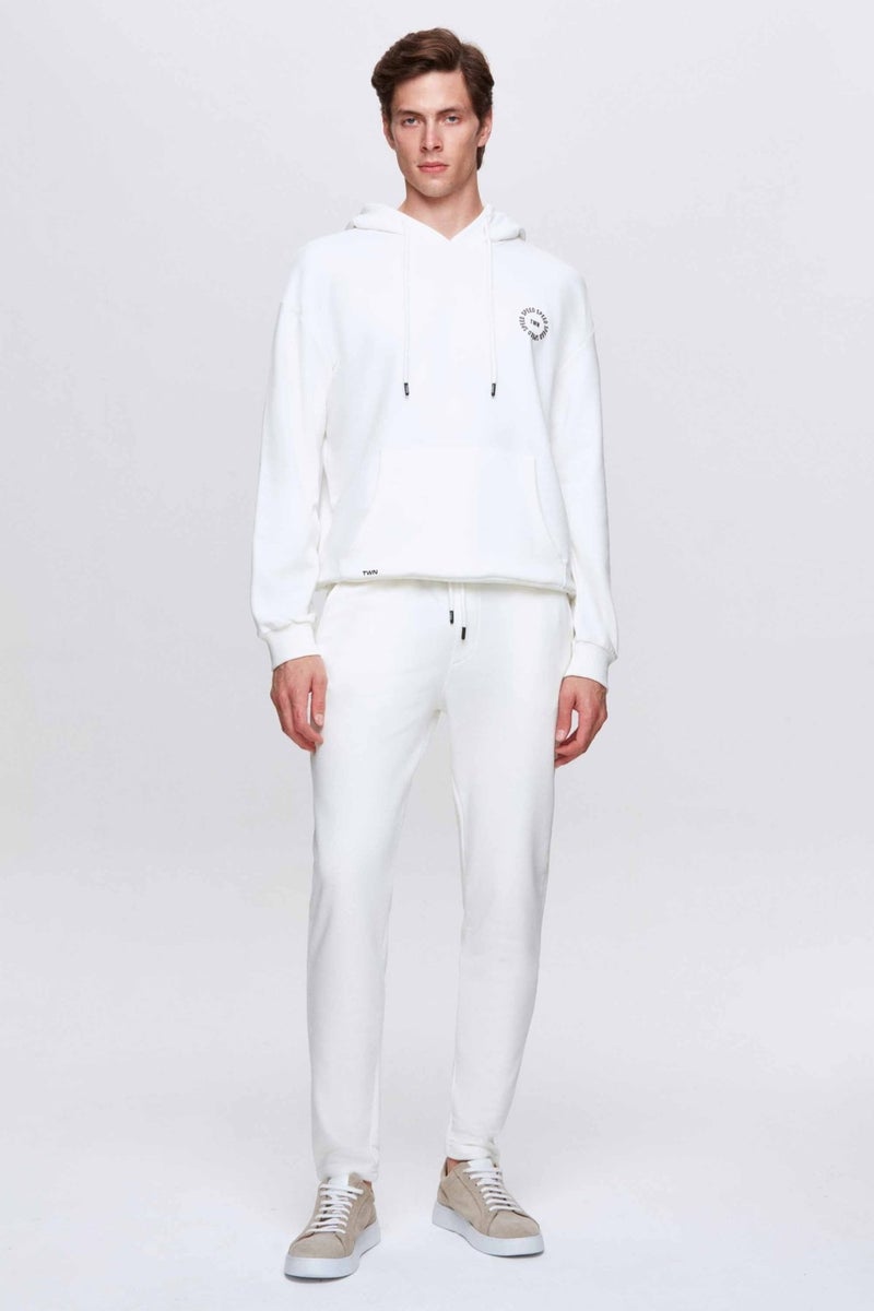 twn Oversize Ecru Printed 3 Thread Hooded Sweatshirt - Image 4