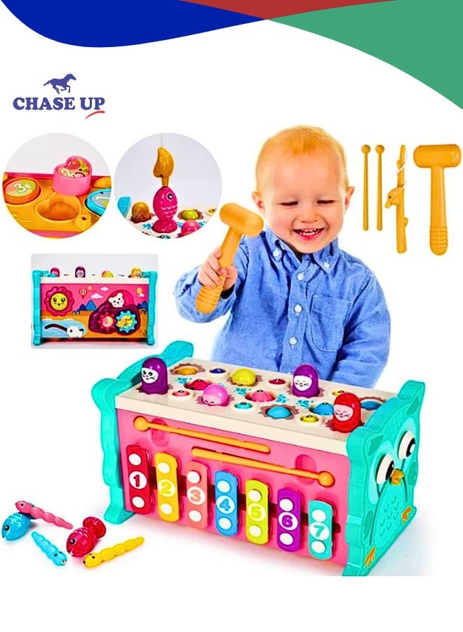 Chase Up 8 in 1 Toddler Activity Cube, Baby Montessori Developmental Toy Fine Motor Skills,Educational Hammering Toys Sensory Fishing Games Xylophone Shape Sorter Busy Toy for 1 2 3 4 Year Old Boy Girl Gift - Image 1