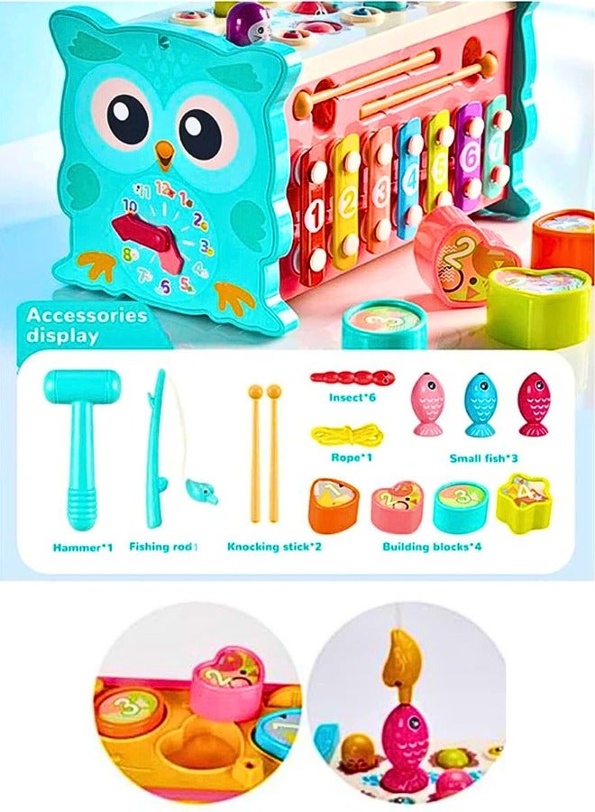 Chase Up 8 in 1 Toddler Activity Cube, Baby Montessori Developmental Toy Fine Motor Skills,Educational Hammering Toys Sensory Fishing Games Xylophone Shape Sorter Busy Toy for 1 2 3 4 Year Old Boy Girl Gift - Image 3