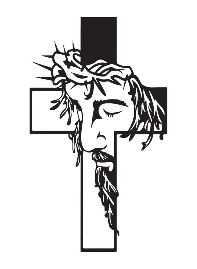 Ceybo Vinyl Wall Art Decal - Jesus Cross - 14" x 18" - Trendy Inspirational Spiritual Religious Sticker for Home Office Church Living Room Bedroom Decor - Image 1