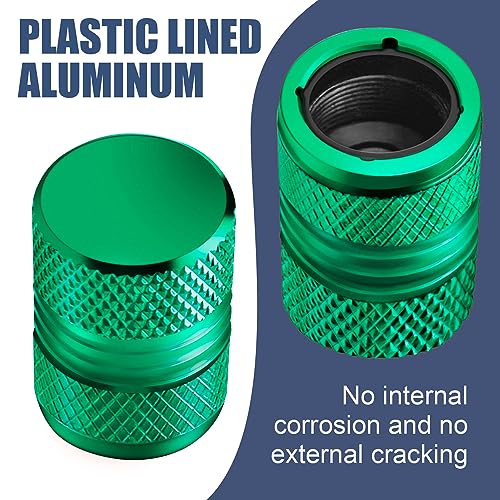 AQUAOK Tire Valve Stem Caps - 4 Pack Anti-Corrosion Premium Anodized Alloy Tyre Air Valve Caps Universal for Car SUV Bike Green - Image 2