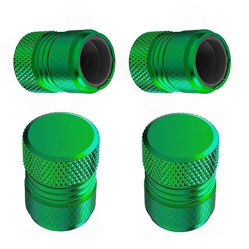 AQUAOK Tire Valve Stem Caps - 4 Pack Anti-Corrosion Premium Anodized Alloy Tyre Air Valve Caps Universal for Car SUV Bike Green - Image 1