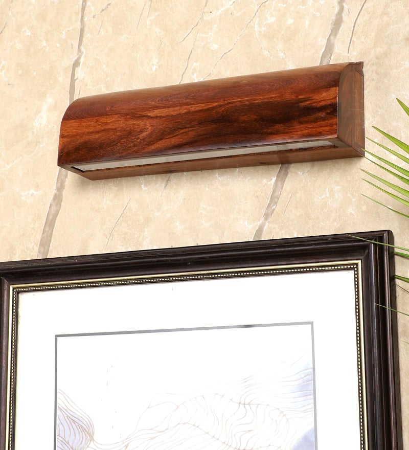 Green House Fully Handmade Sheesham Wood Wall Lamp | Mirror/Picture/Vanity/Dressing Table Light | in-Built 5W Warm White LED | Home Decor Lighting | Bedroom, Living Room, Dressing Room, Mandir - Image 2