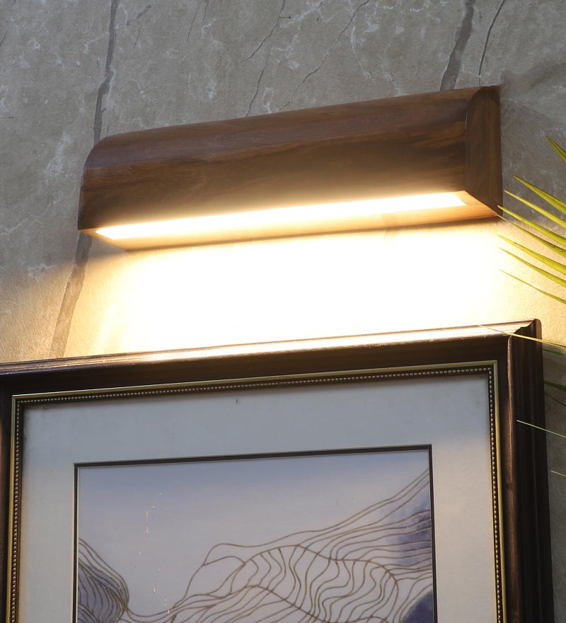 Green House Fully Handmade Sheesham Wood Wall Lamp | Mirror/Picture/Vanity/Dressing Table Light | in-Built 5W Warm White LED | Home Decor Lighting | Bedroom, Living Room, Dressing Room, Mandir - Image 3