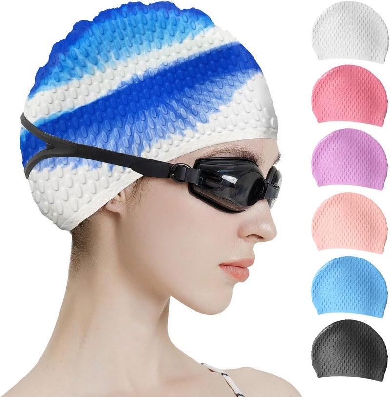 Tripsky Silicone Swim Cap,Comfortable Bathing Cap Ideal for Curly Short Medium Long Hair, Swimming Cap for Women and Men, Shower Caps Keep Hairstyle Unchanged… - Image 1