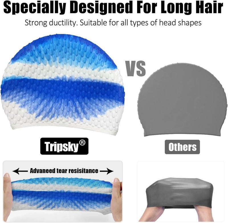 Tripsky Silicone Swim Cap,Comfortable Bathing Cap Ideal for Curly Short Medium Long Hair, Swimming Cap for Women and Men, Shower Caps Keep Hairstyle Unchanged… - Image 4