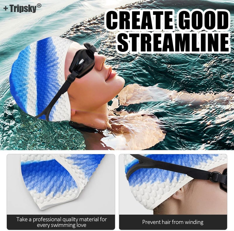 Tripsky Silicone Swim Cap,Comfortable Bathing Cap Ideal for Curly Short Medium Long Hair, Swimming Cap for Women and Men, Shower Caps Keep Hairstyle Unchanged… - Image 5