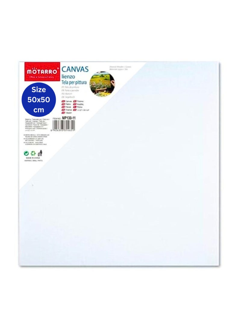 MOTARRO Stretched Canvas 50X50CM  White Cotton Artist Canvas Boards for Painting Acrylic Pouring Oil Paint Dry & Wet Art Media  - Image 2