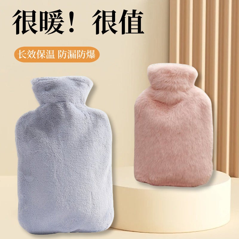 Winter New Detachable Imitation Rabbit Hair Water Bag Explosion-Proof Pvc Material Water Injection Warm Handbag Warm Stomach Cold Water Bag - Image 2