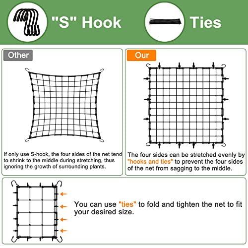 BSTPCOO 2 Pack 4x4 Trellis Netting for 4x4/8x4 Grow Tent, Heavy Duty Elastic Scrog Net with Hooks for Indoor Plant Growing Tents, Flexible Trellis Net Support for Hydroponics,Outdoor Climbing Plant - Image 4
