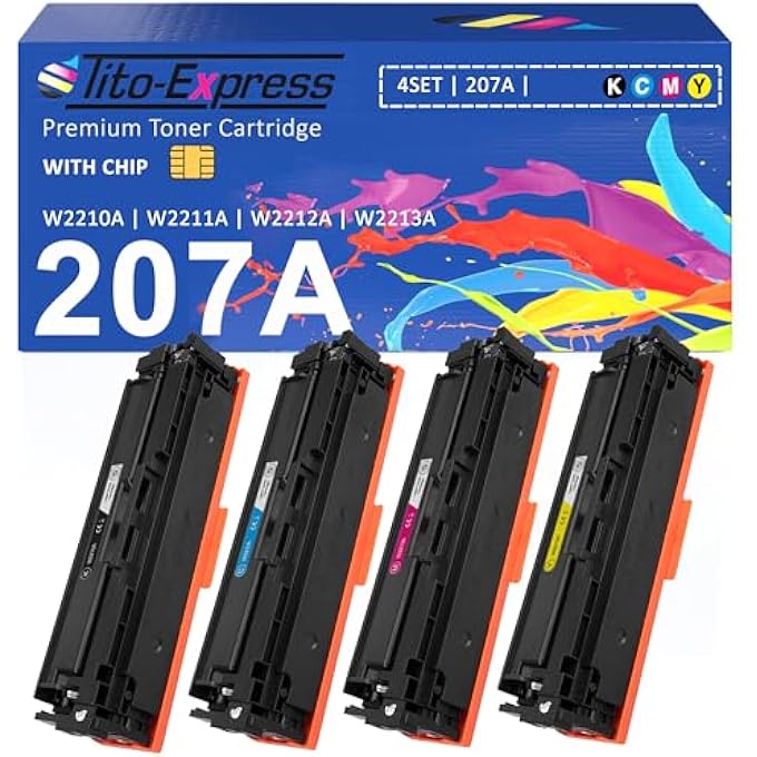 207A 207X XL WITH CHIP COMPATIBLE WITH TONER HP COLOR LASERJET PRO M255DW M255NW MFP M283FDW M283FDN M282NW M283FDN TONER FOR HP W2210A W2211A W2212A W2213A SET BLACK, MAGENTA, YELLOW, CYAN 4 - Image 1