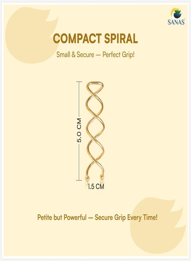 Sanas Hair Pins for Hair Styling (10Pcs) U Pin for Hair Clips for Hair Styling Hair Pins for Women Wedding Girls Juda Pins For Hair Bun Accessories & Clips for Women Spiral U Pin (10Pcs) (Golden) - Image 2