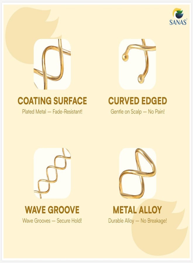 Sanas Hair Pins for Hair Styling (10Pcs) U Pin for Hair Clips for Hair Styling Hair Pins for Women Wedding Girls Juda Pins For Hair Bun Accessories & Clips for Women Spiral U Pin (10Pcs) (Golden) - Image 5