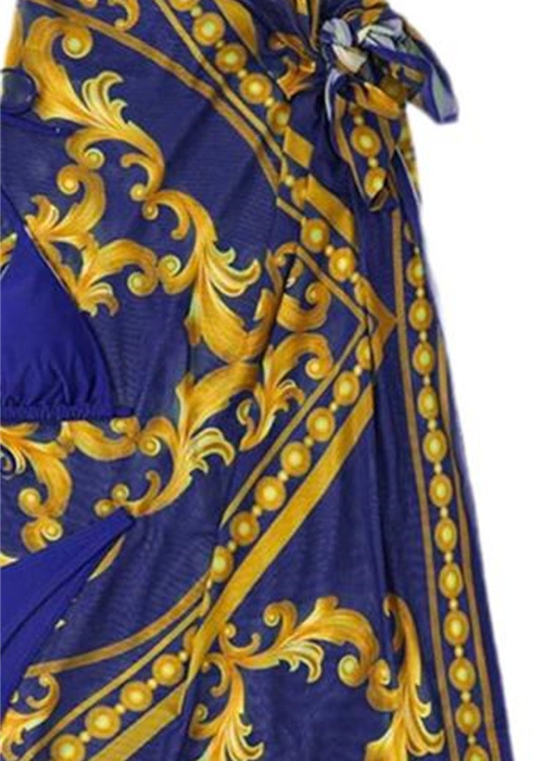 4pcs new swimsuit mesh cover-up skirt printed bikini swimsuit set  - Image 3