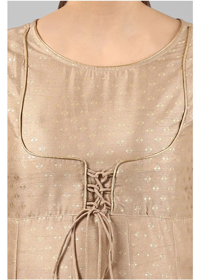 كولابا Beige Foil Printed Anarkali Kurta Long