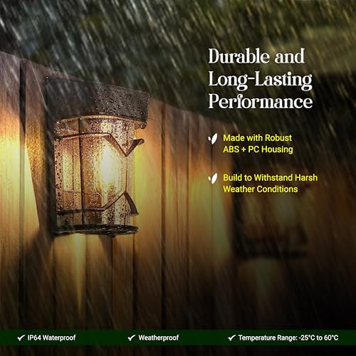 Dylect® Eco Solar Wall Lantern Light for Home Décor, Doorway, Balcony, Soft Amber Glow, Upto 10Hr Runtime, IP44 Waterproof, ABS-Built (2000K, Yellow) - Image 3