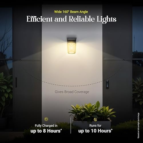 Dylect® Eco Solar Wall Lantern Light for Home Décor, Doorway, Balcony, Soft Amber Glow, Upto 10Hr Runtime, IP44 Waterproof, ABS-Built (2000K, Yellow) - Image 5