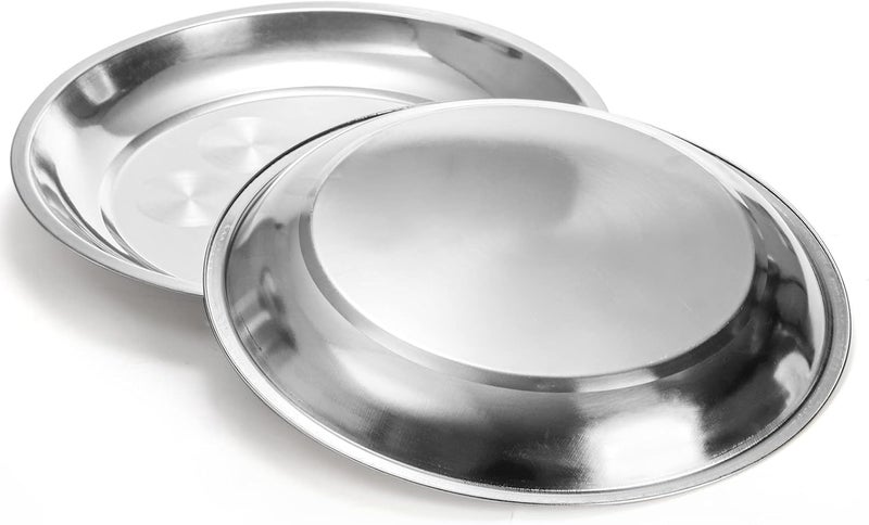 WUWEOT 10 Pack Stainless Steel Dinner Plates 10 Round Kitchen Metal Dish Plates RustProof Camping Serving Plates for BBQ Snack Salad Appetizer Fruit Cookies - Image 3