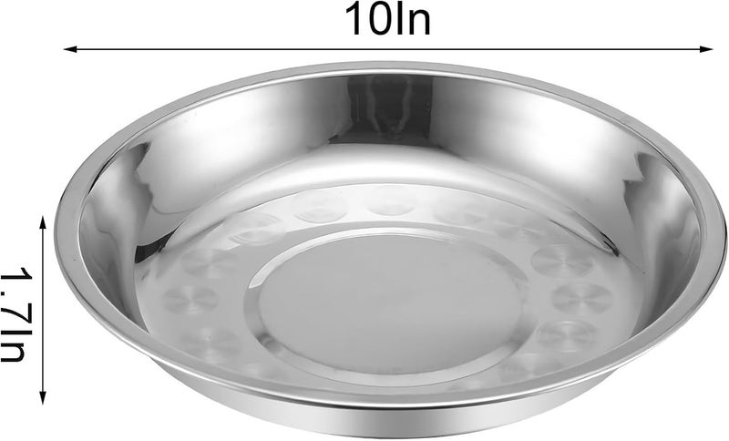 WUWEOT 10 Pack Stainless Steel Dinner Plates 10 Round Kitchen Metal Dish Plates RustProof Camping Serving Plates for BBQ Snack Salad Appetizer Fruit Cookies - Image 2