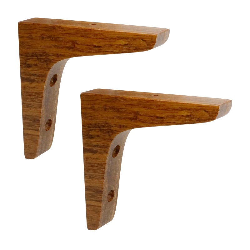 Antrader 2Pcs Wooden Shelf Brackets Solid Wall Mount Wood Shelf Bracket Wood Triangle Bracket L Shape Shelf Holders Include Mounting Screws 3.74 X 3.74 X 0.79 Inches Dark Brown - Image 1