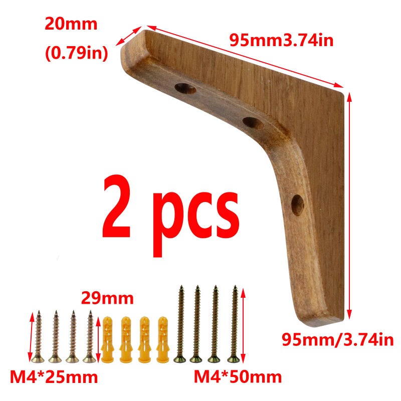 Antrader 2Pcs Wooden Shelf Brackets Solid Wall Mount Wood Shelf Bracket Wood Triangle Bracket L Shape Shelf Holders Include Mounting Screws 3.74 X 3.74 X 0.79 Inches Dark Brown - Image 2