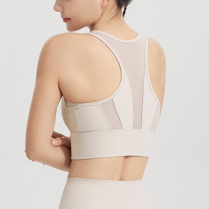 High-Strength Sports Underwear For Women Plus Size Chubby Girl Running Shockproof Mesh Ykk Zipper Yoga Fitness Vest Bra - Image 1