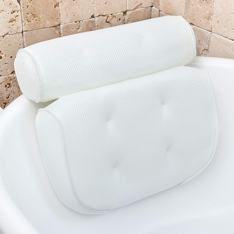 Monsuri Bathtub Pillow for Neck and Shoulder - Spa Bath Pillows for Tub Neck and Back Support - Perfect Bath Accessories for Women - Relaxing Luxe Bath - Ideal Bath Gift Set for Women - Home Spa Products 