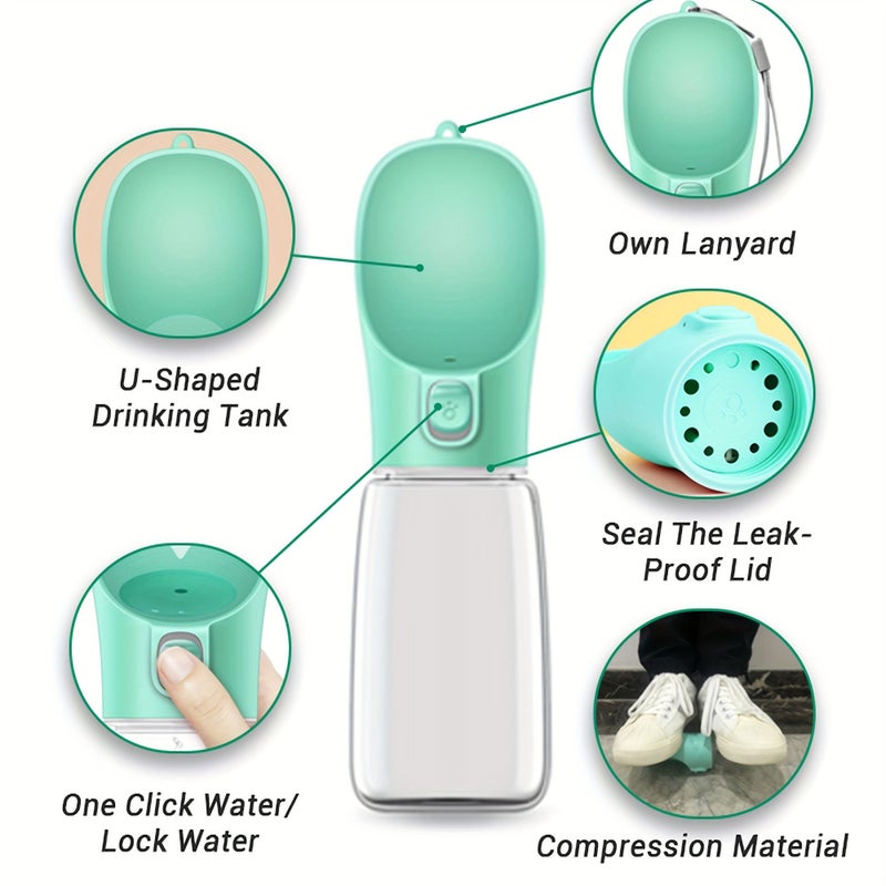 Grey Portable Dog Water Bottle Outdoor Pet Dispenser 11oz Travel Cup - Image 5