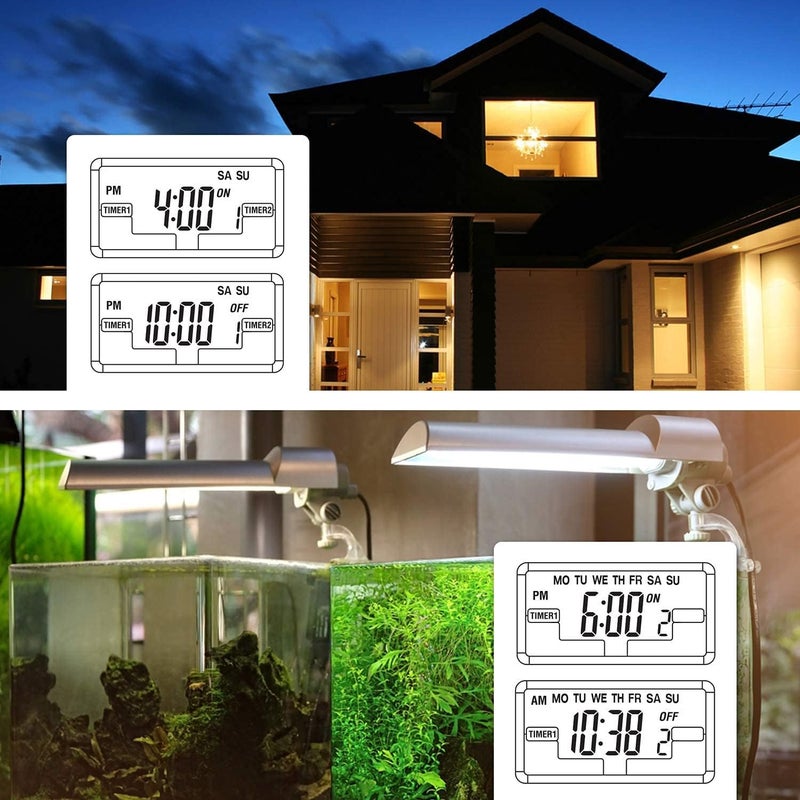BN-LINK Indoor Digital Light Timer, 7 Day Programmable Plug with 2 Independent 3-Prong Outlets, for Lamps, Fans, 2 On/Off Settings, 1 Pack, 15A/1875W, ETL Listed - Image 4