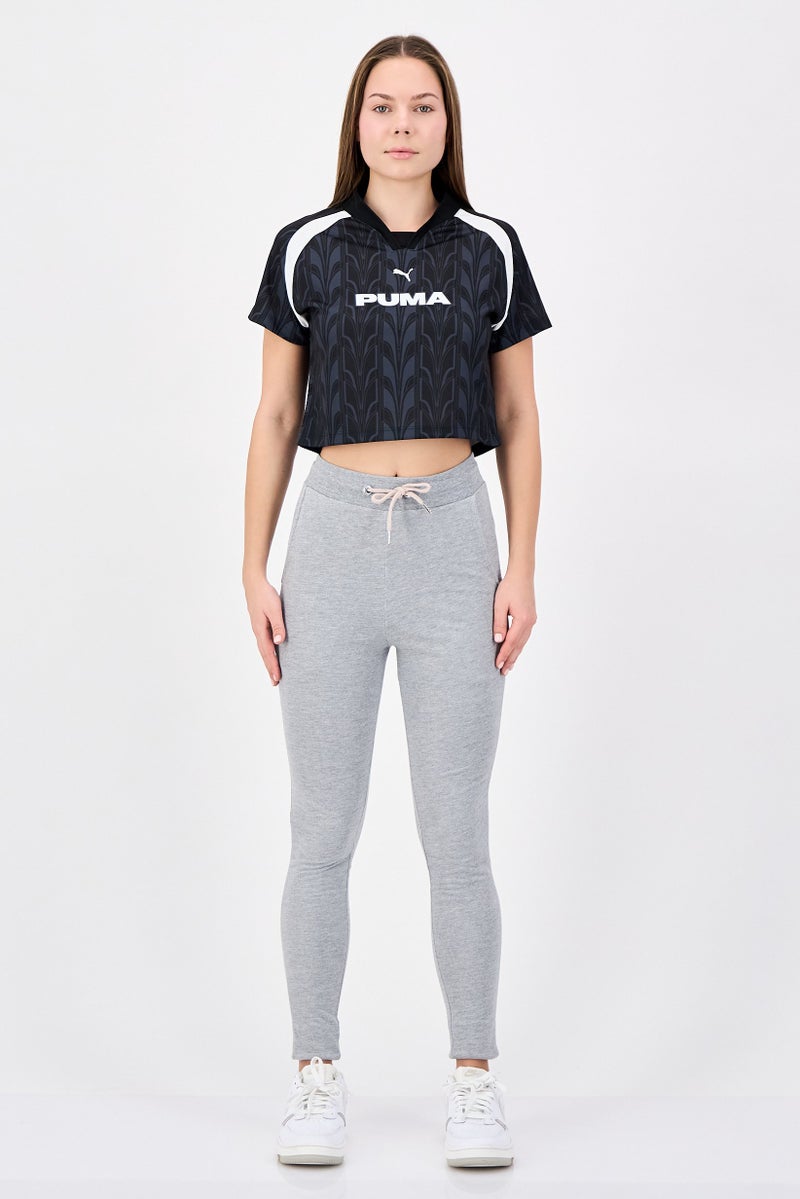 PUMA Women Slim Fit Short Sleeve Football Cropped Jersey, Black - Image 4