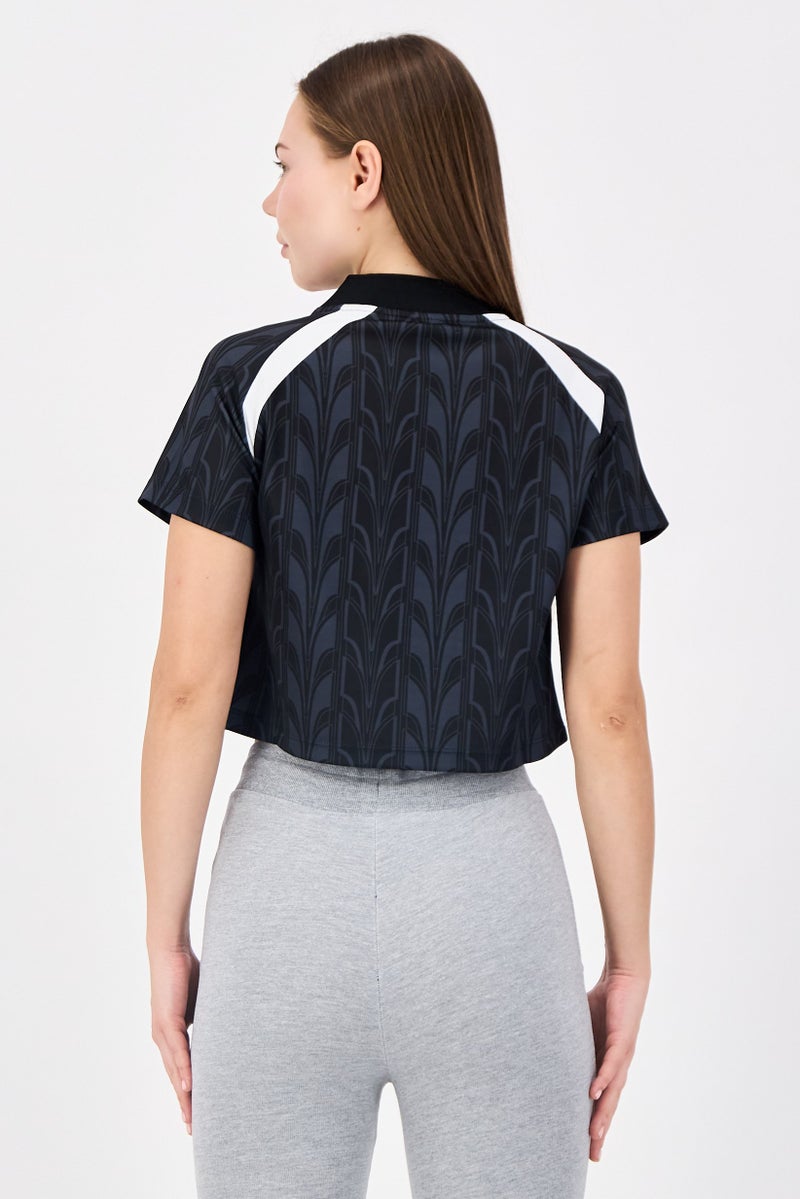 PUMA Women Slim Fit Short Sleeve Football Cropped Jersey, Black - Image 3