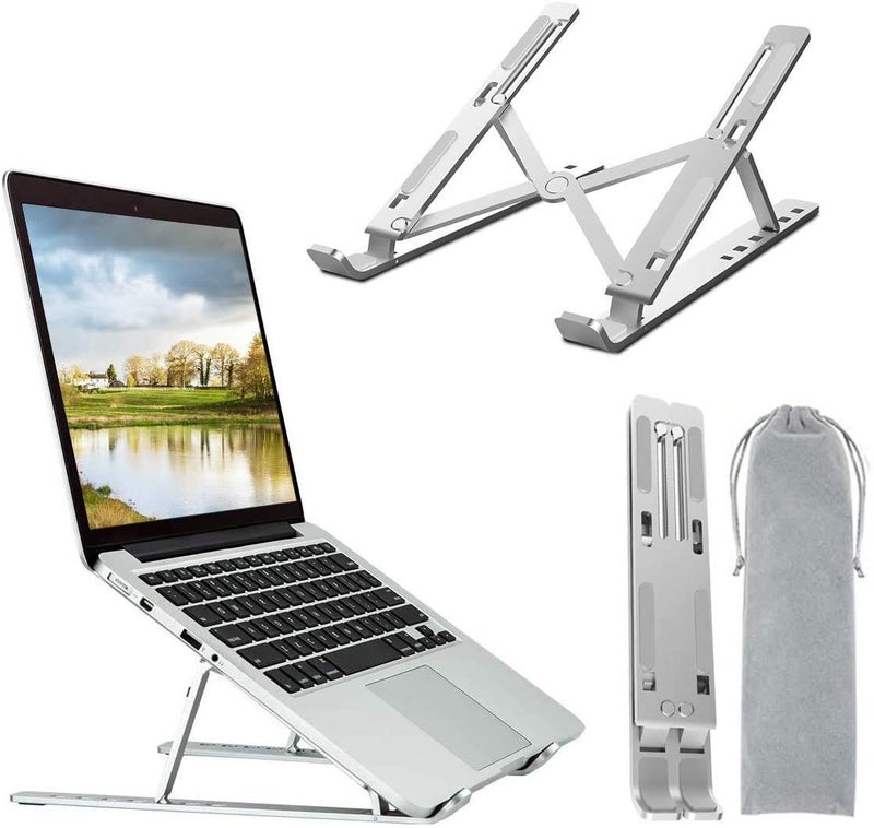 LEKORED LEKORED Adjustable Aluminum Laptop Stand Foldable Ventilated Portable Stand for Desk Tabletop Compatible with MacBook HP Dell Lenovo and More Ergonomic Design with Carry Pouch  - Image 1