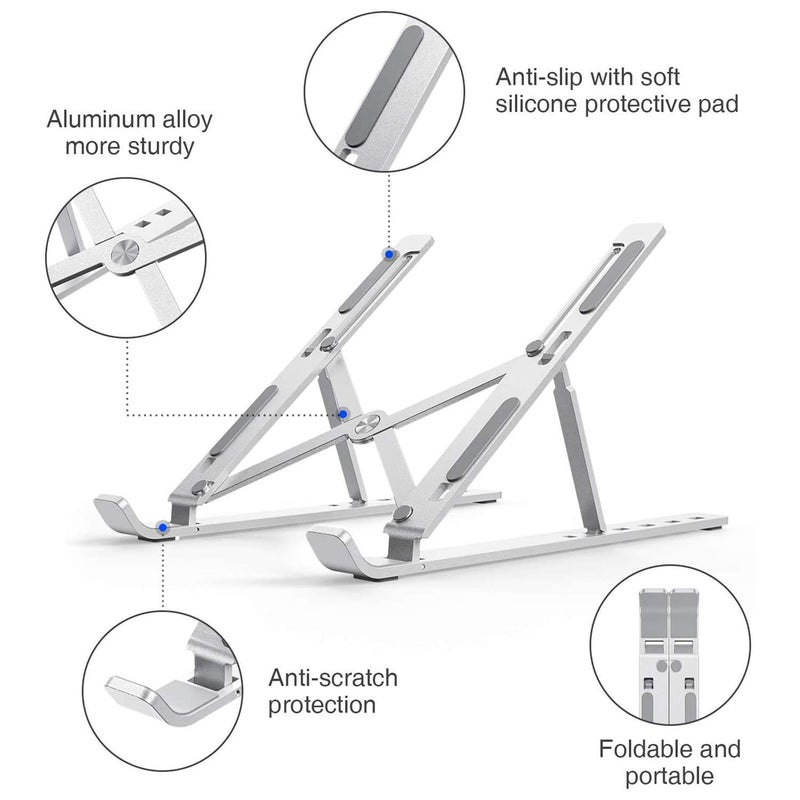 LEKORED LEKORED Adjustable Aluminum Laptop Stand Foldable Ventilated Portable Stand for Desk Tabletop Compatible with MacBook HP Dell Lenovo and More Ergonomic Design with Carry Pouch  - Image 4