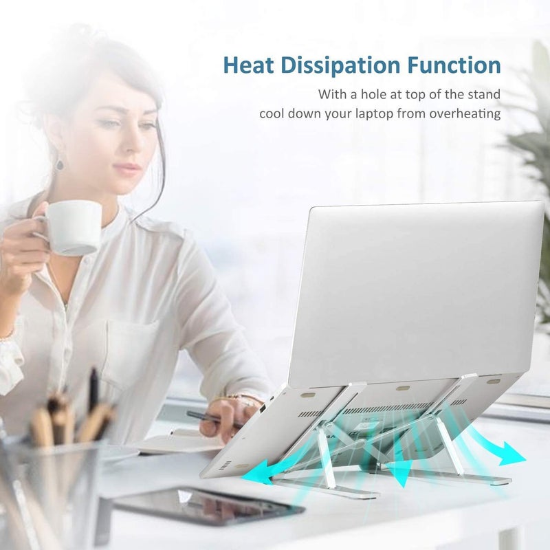 LEKORED LEKORED Adjustable Aluminum Laptop Stand Foldable Ventilated Portable Stand for Desk Tabletop Compatible with MacBook HP Dell Lenovo and More Ergonomic Design with Carry Pouch  - Image 2