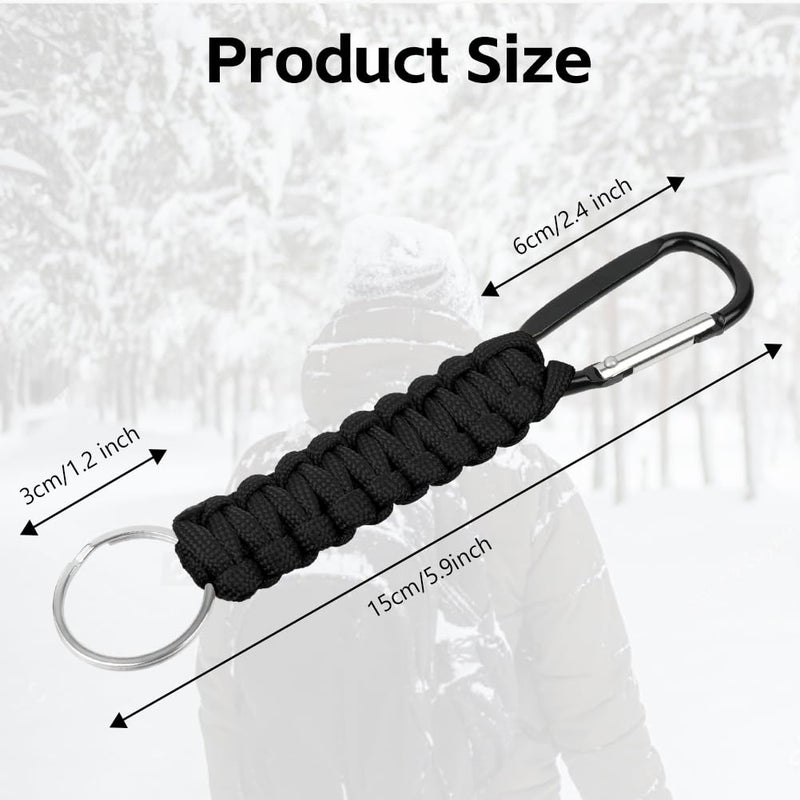 OFFCUP Braided Carabiner, Short Paracord Key Chain, Rope Keychain with Carabiner, Outdoor Survival Kit for Hiking, Camping, Hiking and Backpack - Image 2