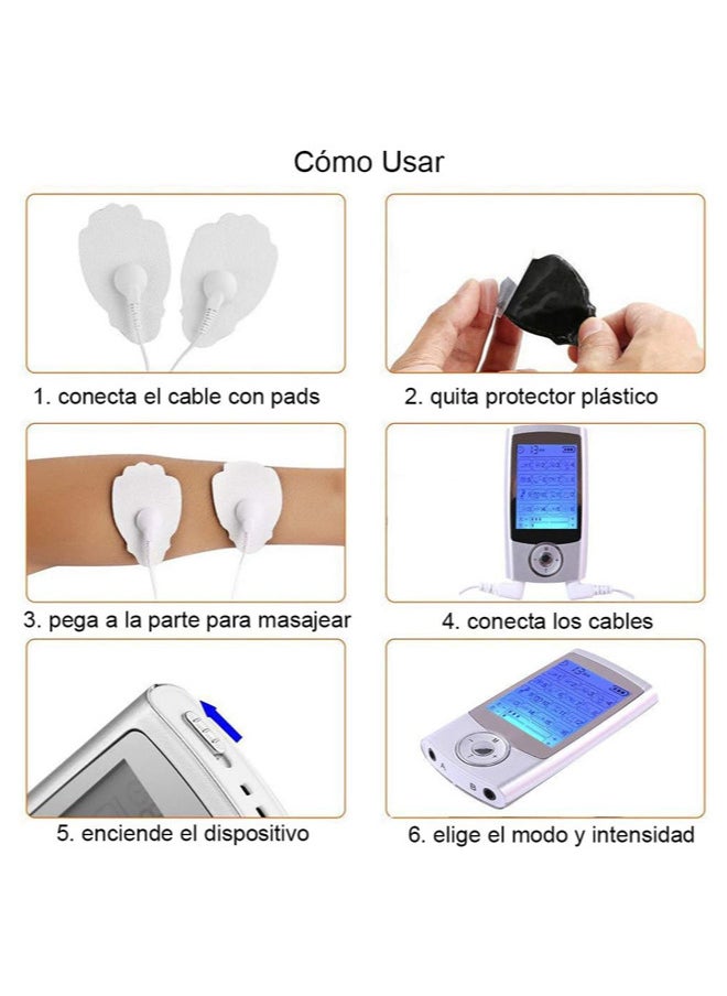 chixing وحدة TENS EMS لتحفيز العضلات لعلاج تخفيف الألم، جهاز تدليك نبضي كهربائي بـ 36 وضعًا ثنائي القناة مع 8 قطع من وسادات الأقطاب الكهربائية/وضع ثابت مستمر/وظيفة الذاكرة  - Image 5