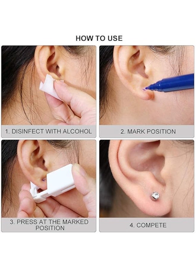SYOSI 4 Pack Self Ear Piercing Gun, Disposable Self Ear Piercing Gun Kit with Earring Studs Safety Ear Piercing Gun Kit Tool - Image 4