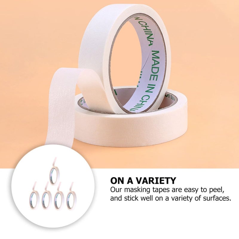 White Masking Tape 5 Rolls Self Adhesive Painters Tape Removable No Residue - Image 4