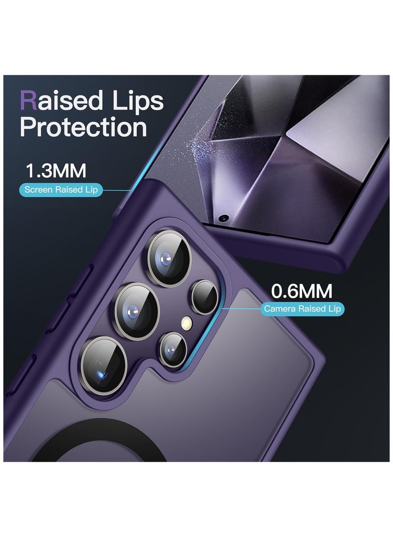 Denx Magnetic Case for Samsung Galaxy S25 Ultra 5G 6.9inch, Translucent Matte Back, Shockproof Magnetic Case Compatible with MagSafe, for Samsung Galaxy S25 Ultra (Deep Purple) - Image 3