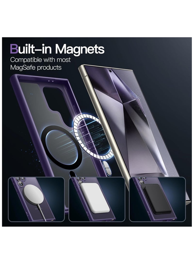Denx Magnetic Case for Samsung Galaxy S25 Ultra 5G 6.9inch, Translucent Matte Back, Shockproof Magnetic Case Compatible with MagSafe, for Samsung Galaxy S25 Ultra (Deep Purple) - Image 4